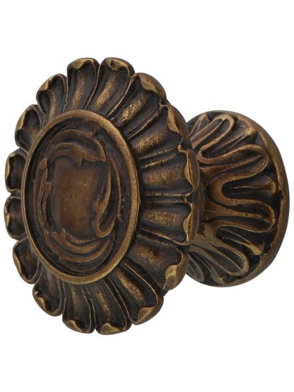 French Court Cabinet Knob - 1 1/2 inch Diameter in Dark Italian Antique.